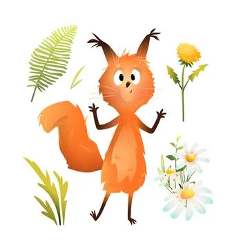 Funny Posing Squirrel Character Children Cartoon Stock Illustration