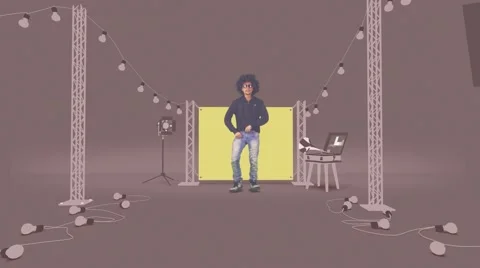 Funny, positive dance man in a wig Video stock 50502207