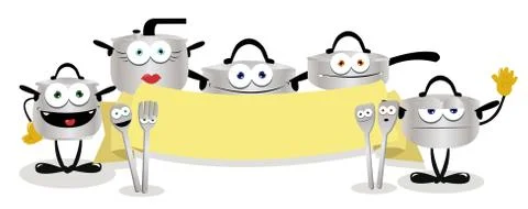 Funny Pots Banner Stock Illustration