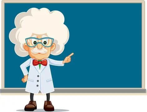 Funny Professor Pointing to Blackboard Vector Cartoon Stock Illustration