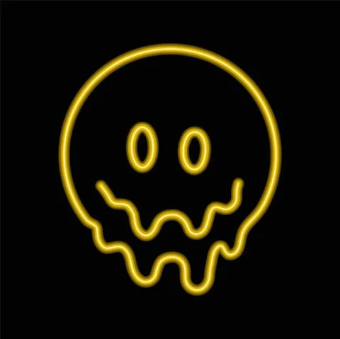 Funny psychedelic surreal flex melt smile face neon light logo.Vector cartoon Stock Illustration