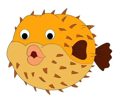 Funny puffer fish on white background Stock Illustration