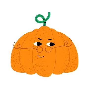Funny pumpkin with round glasses. Stock Illustration