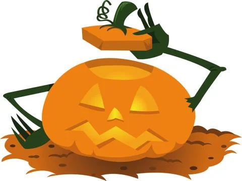 Funny pumpkin saying hello Stock Illustration
