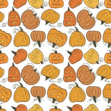 Funny Pumpkin Vector Pattern Stock Illustration