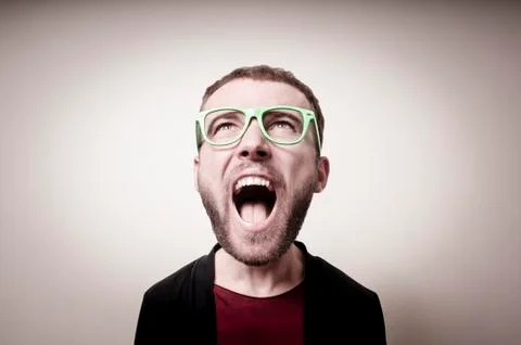 Funny puppet big head man Stock Photos