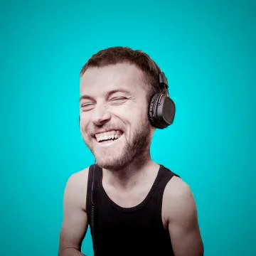 Funny puppet big head man Foto stock