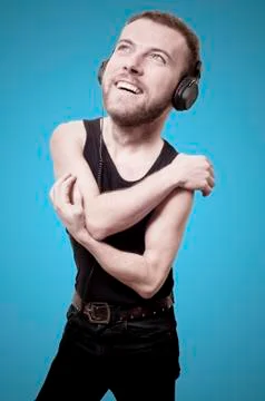 Funny puppet big head man Stock-Fotos