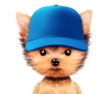 Funny puppy in baseball hat isolated on white Stock Illustration