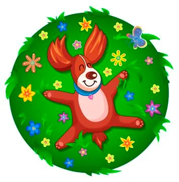 Funny puppy, lying down and relaxing Stock Illustration