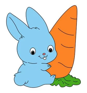 Funny rabbit holding carrot vector illustration Stock Illustration