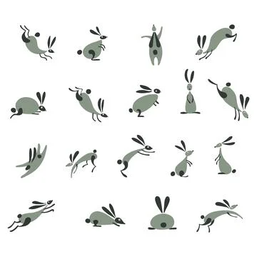 Funny Rabbits collection for your design Stock Illustration