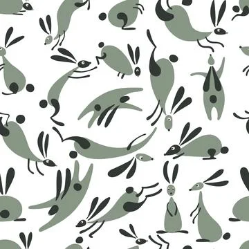 Funny rabbits. Seamless Pattern イラスト素材