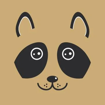 Funny raccon face on brown background. Vector Stock Illustration