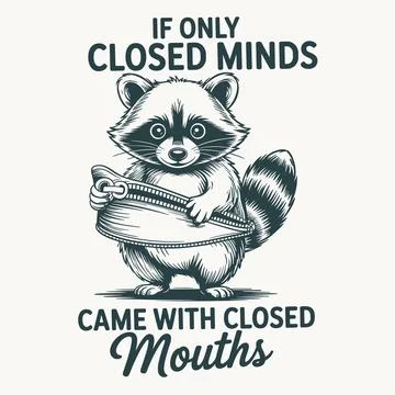 Funny raccoon sarcasm quote cute animal illustration clever humor design fo.. Illustrazione stock