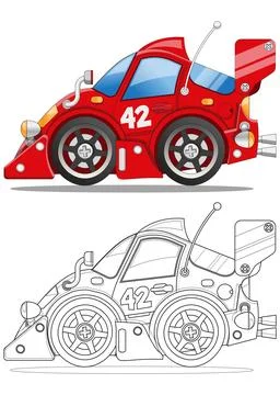 Funny racing car. Stock Illustration