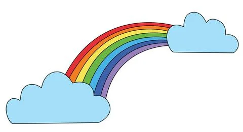 Funny rainbow and cloud on a white background Stock Illustration
