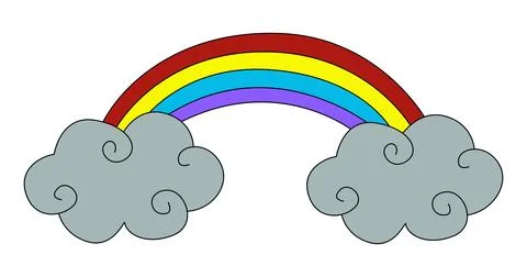 Funny rainbow with cloud on a white background Illustrazione stock