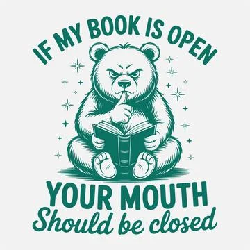 Funny reading bear quote cute animal humor illustration adorable cartoon de.. Stock Illustration
