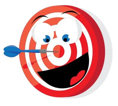 Funny red and white darts target Stock Illustration