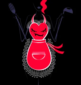 Funny red apron Stock Illustration