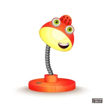 Funny red cartoon character table lamp smiles Ilustração Stock
