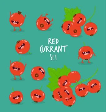 Funny red currant set Stock Illustration