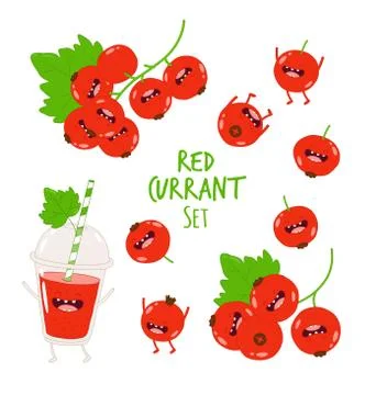 Funny red currant set Stock Illustration