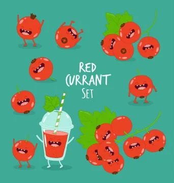 Funny red currant set Stock Illustration