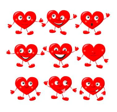 Funny red hearts Stock Illustration