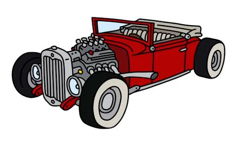 The funny red hotrod Stock Illustration