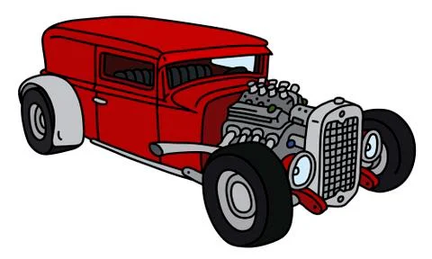 The funny red hotrod Stock Illustration