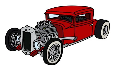 The funny red hotrod Stock Illustration