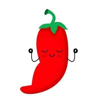 Funny red pepper character with face expression. Stock Illustration