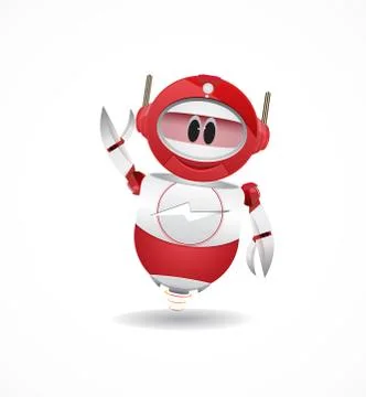 Funny red robbot Stock Illustration