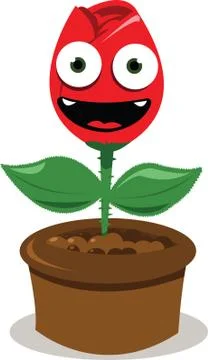 Funny red rose smiling Stock Illustration