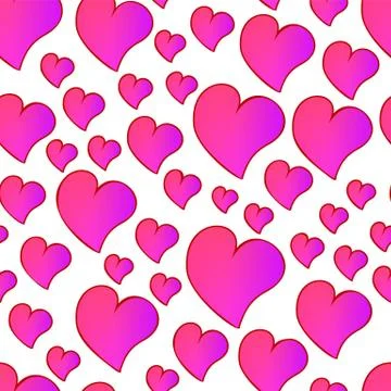 Funny red seamless valentines pattern with cartoon gradient hearts isolated on Stock-Illustration