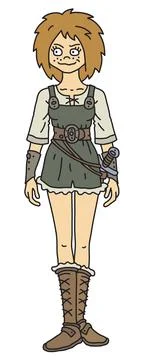 The funny redhead princess warrior Stock Illustration