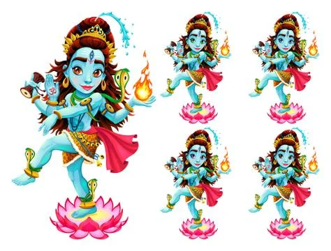 Funny representation of eastern god in 5 different eye colors Stock Illustration