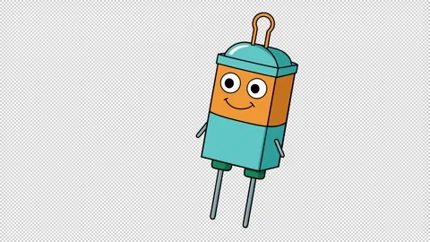 Funny Resistor Robot. Electronic Character Animation Stock Footage 328704073