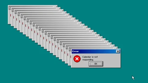 Funny retro computer error messages then Happy New Year 2027 Stock Footage 348047205