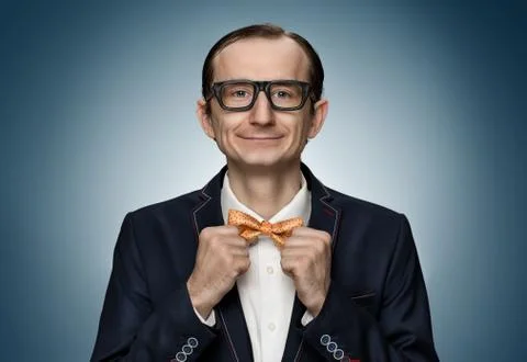 Funny retro nerd preparing for a date Stock Photos