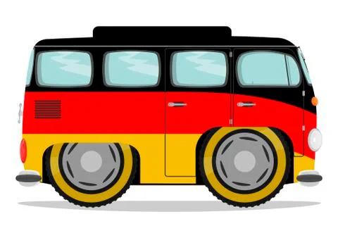 Funny retro van Stock Illustration