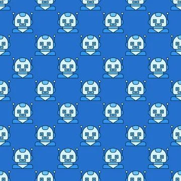 Funny Robot Chatbot vector concept blue seamless pattern Stock Illustration