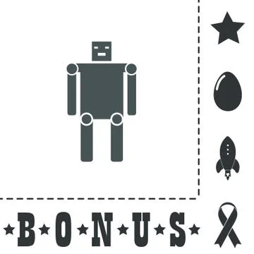 Funny robot flat icon Stock Illustration