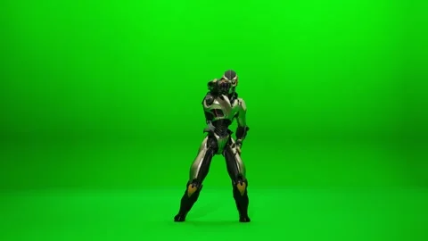 Funny Robot Green Screen Dance Stock Footage 321921317
