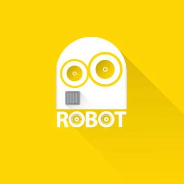 Funny robot head logo design Illustrazione stock