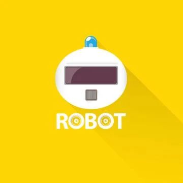 Funny robot head logo design Illustrazione stock