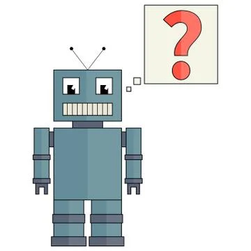 Funny Robot with question mark Stock Illustration