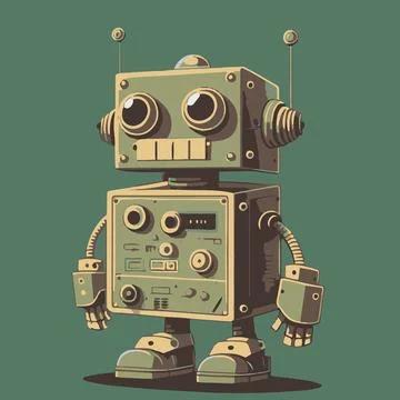 Funny robot in retro style Stock Illustration